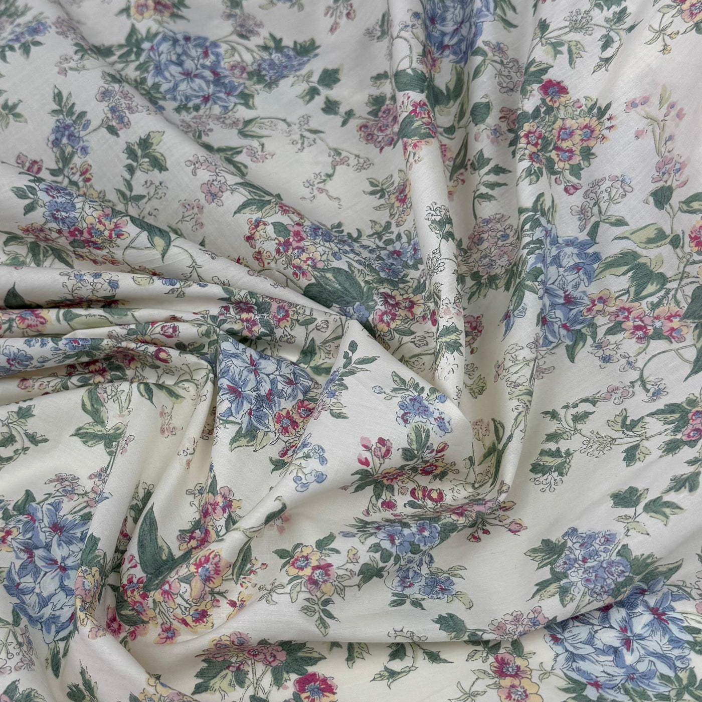 Floral Liberty Tana Lawn Cotton Ivory/Blue/Pink/Yellow