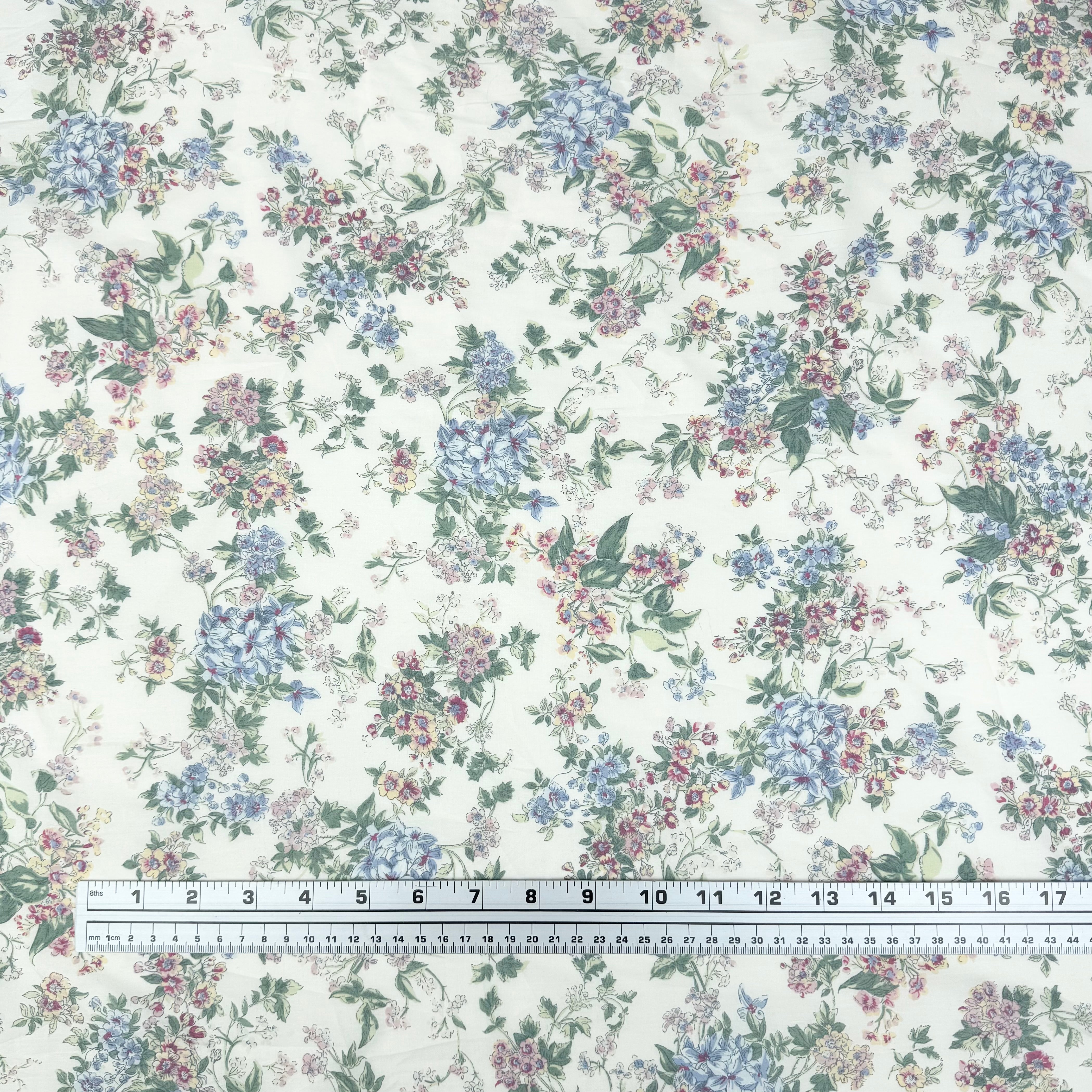 Floral Liberty Tana Lawn Cotton Ivory/Blue/Pink/Yellow