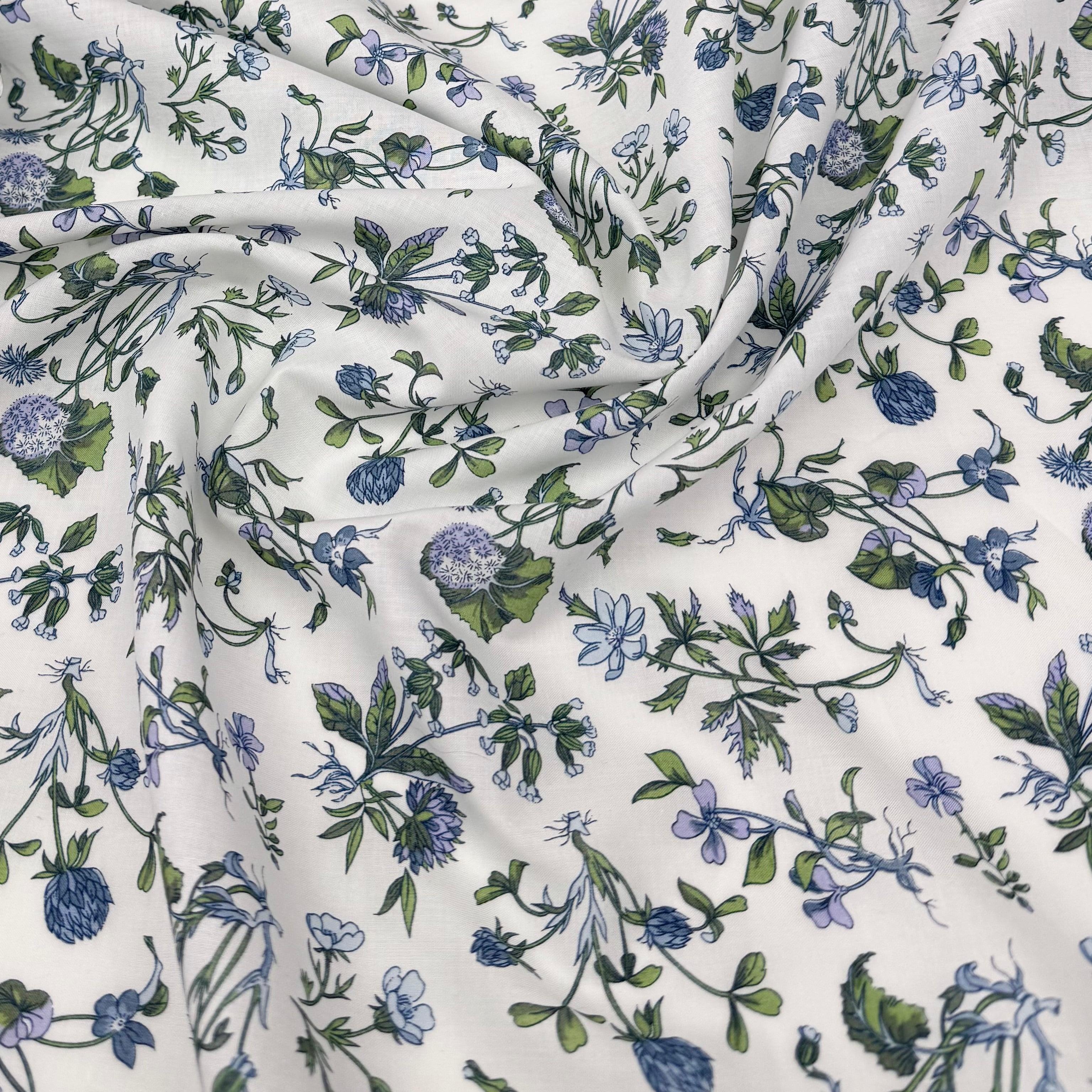 Floral Liberty Tana Lawn Cotton White/Blue/Green