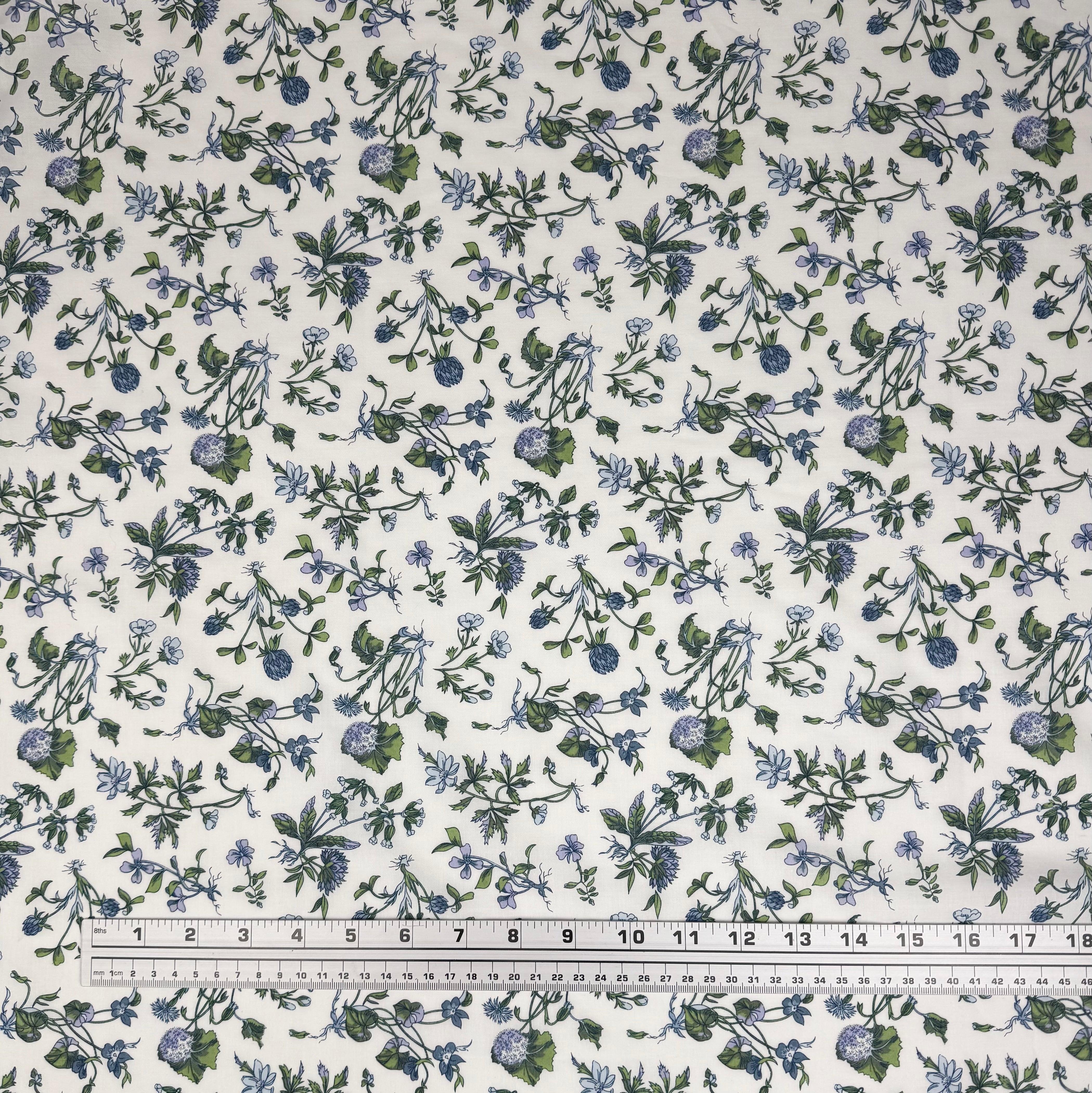 Floral Liberty Tana Lawn Cotton White/Blue/Green
