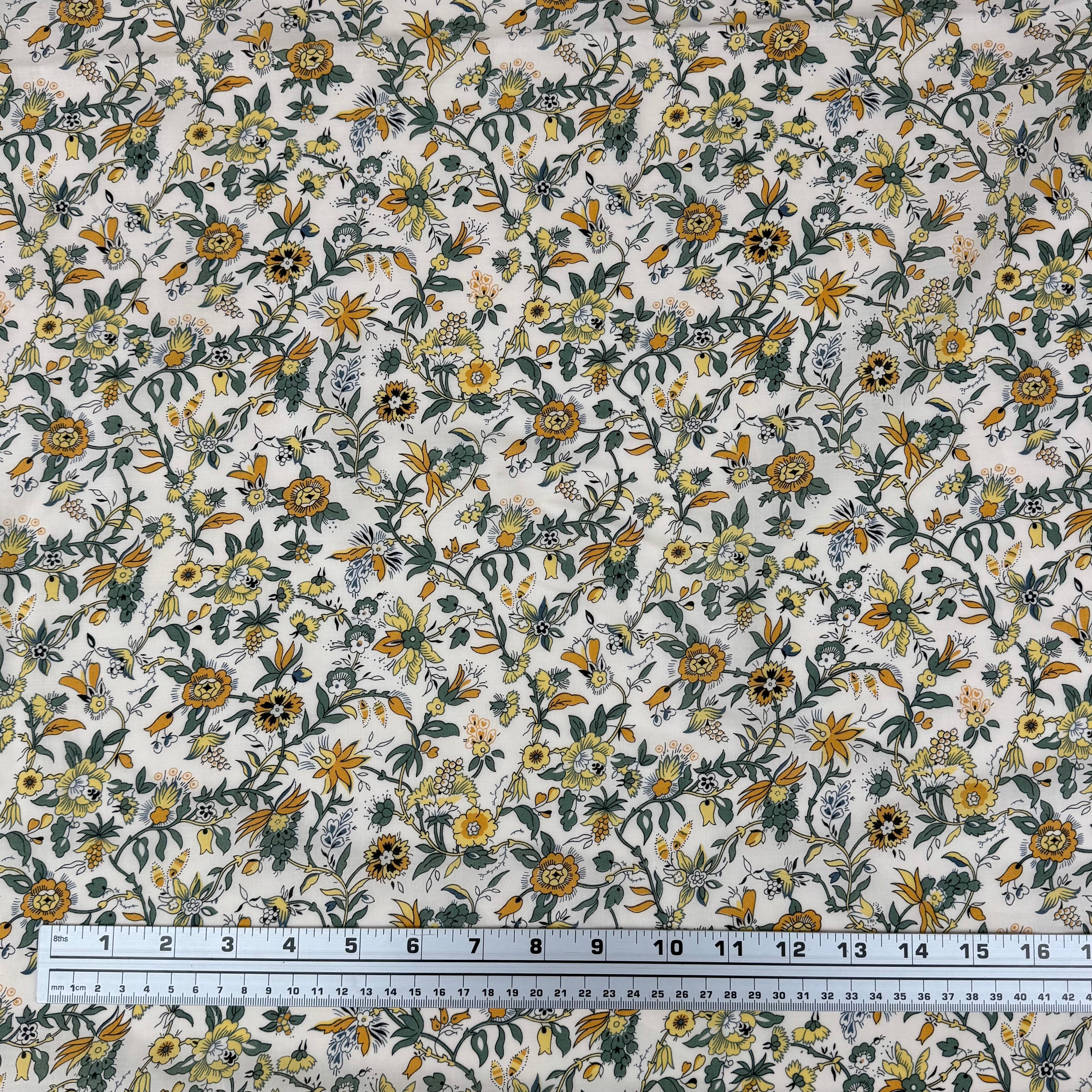 Floral Liberty Tana Lawn Cotton Yellow/Green
