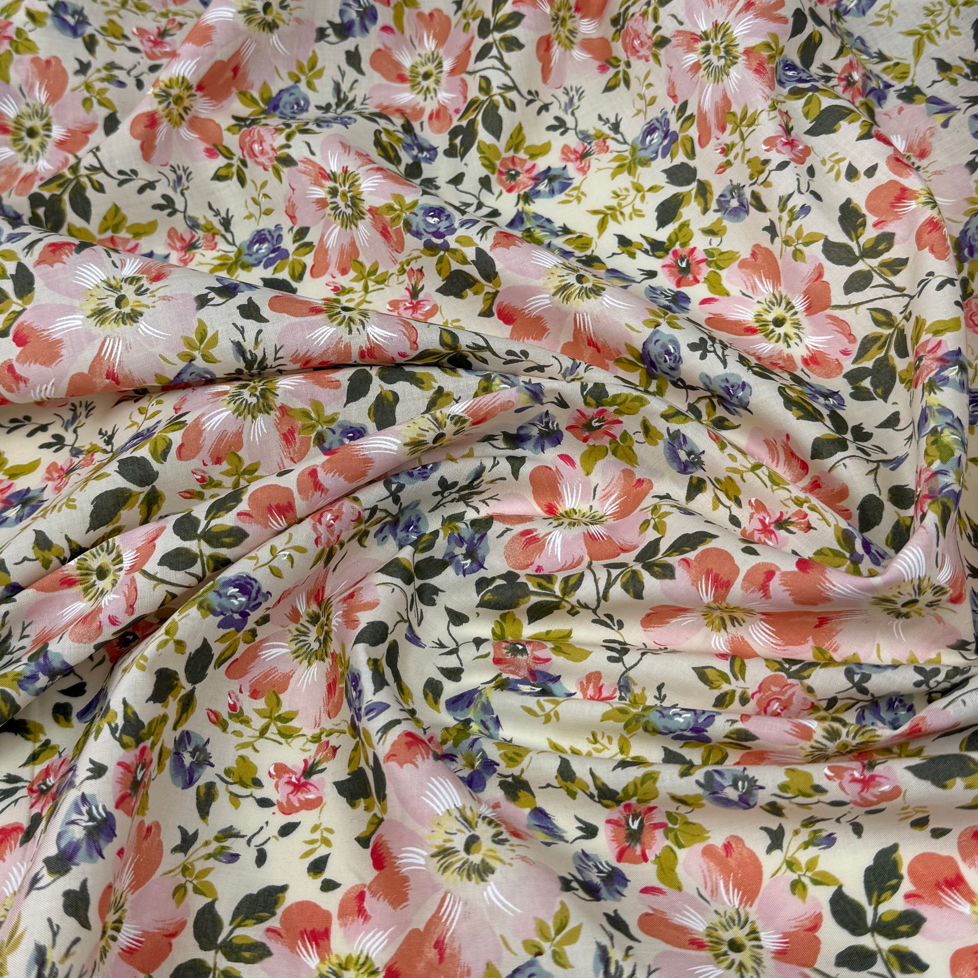 Floral Viyella Cotton Lawn Pink/Blue/Green.3