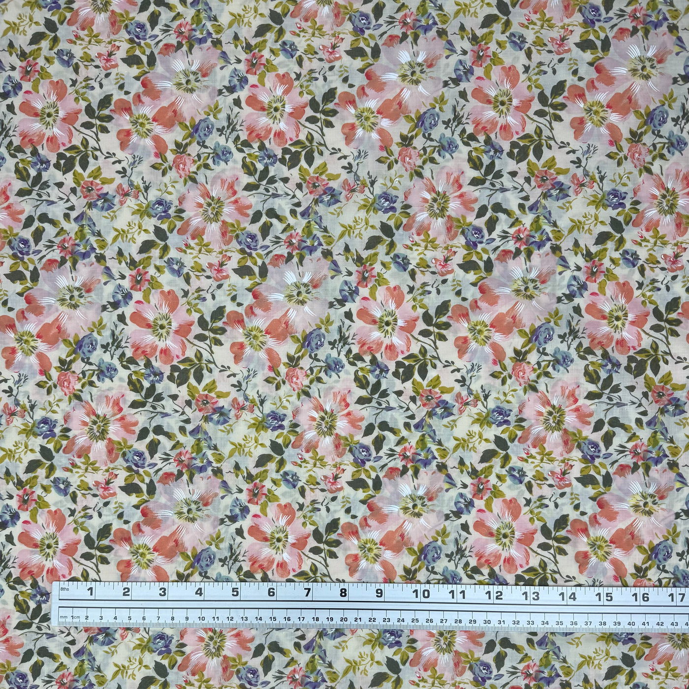 Floral Viyella Cotton Lawn Pink/Blue/Green