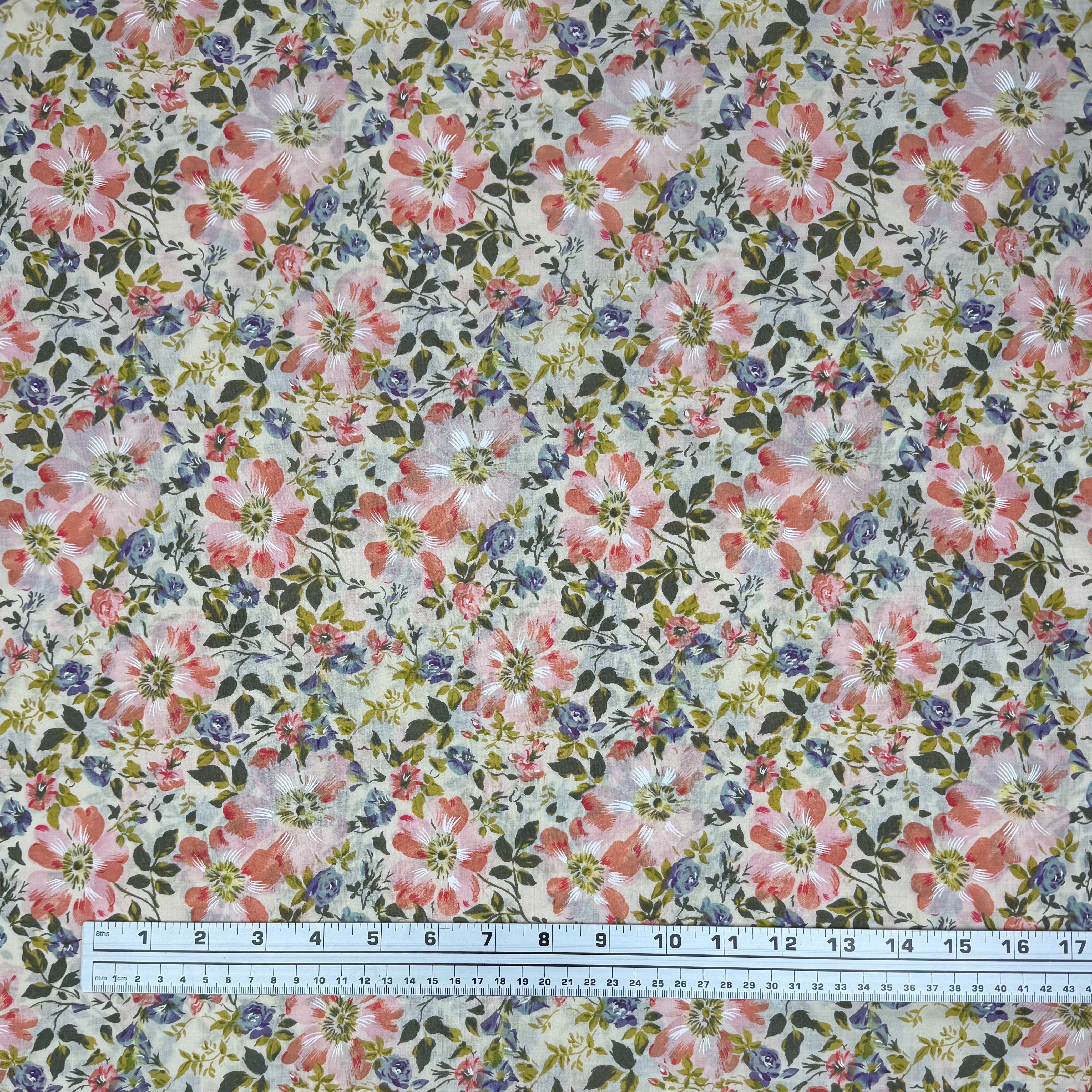 Floral Viyella Cotton Lawn Pink/Blue/Green