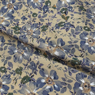Floral Viyella Cotton Lawn Taupe/Blue/Green