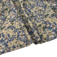 Floral Viyella Cotton Lawn Taupe/Blue/Green