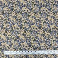 Floral Viyella Cotton Lawn Taupe/Blue/Green