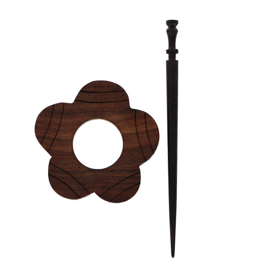 Shawl Pin - Flower - Wood - 2”