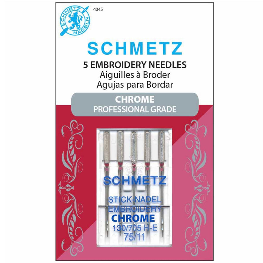 Chrome Embroidery Needles - Schmetz - 75/11 - 5 Count