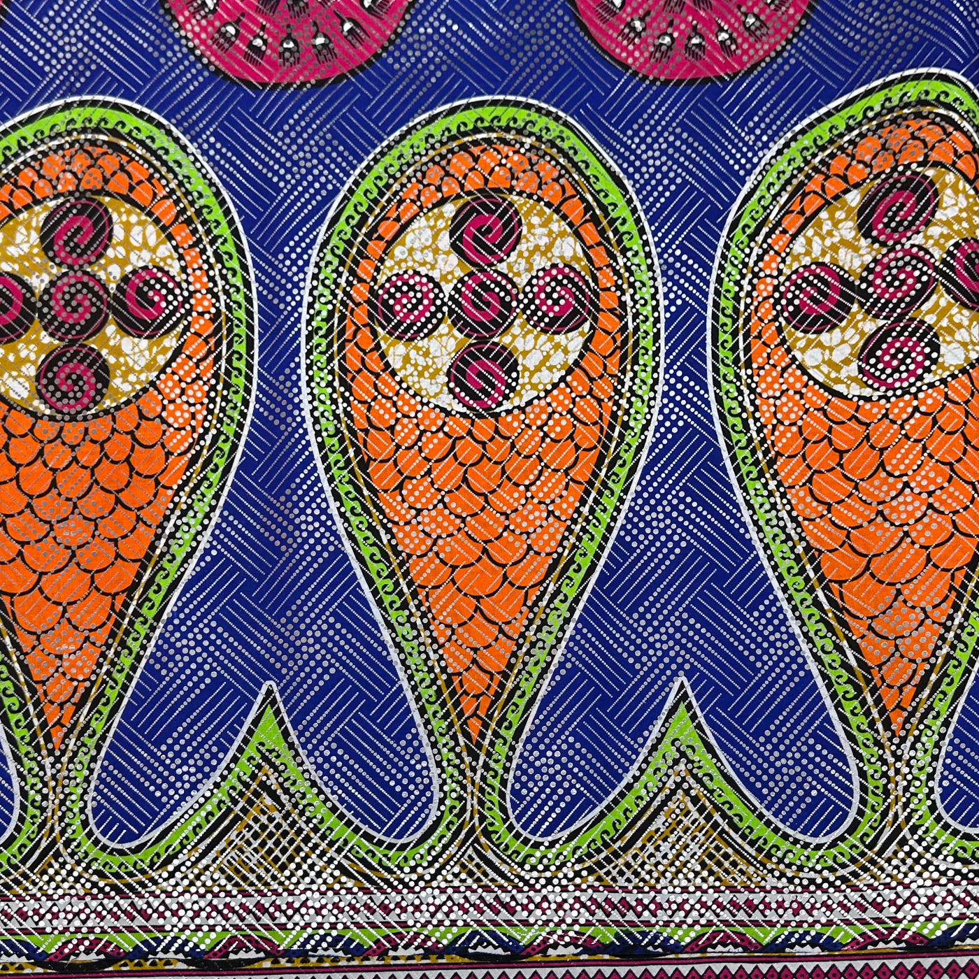 African Metallic Printed Cotton - Blue