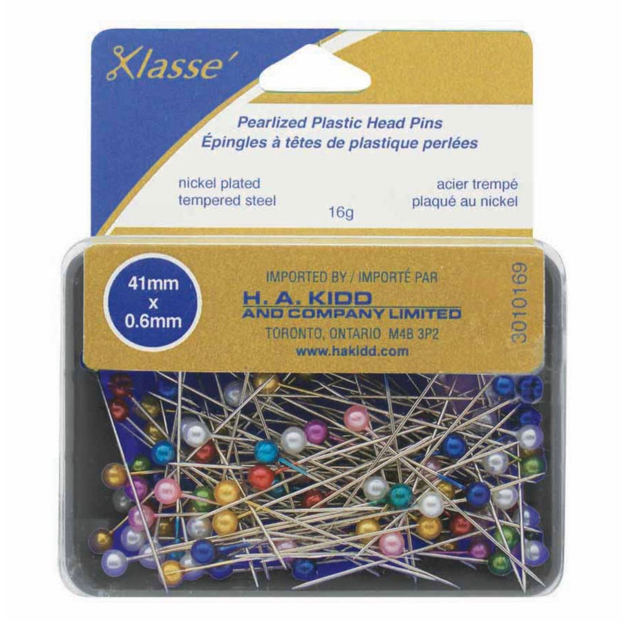 Ex Long Pearlized Plastic Head Pins - Assorted Colours - 100pcs - 41mm