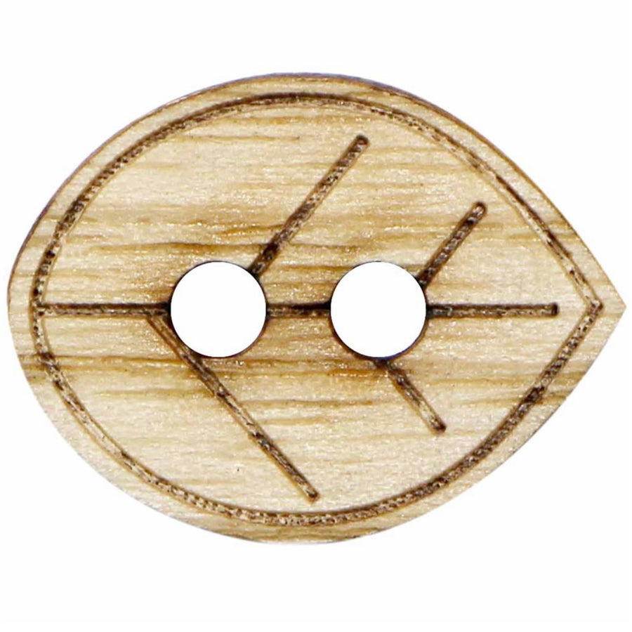 Novelty 2-Hole Leaf Button - 18mm - 2 count