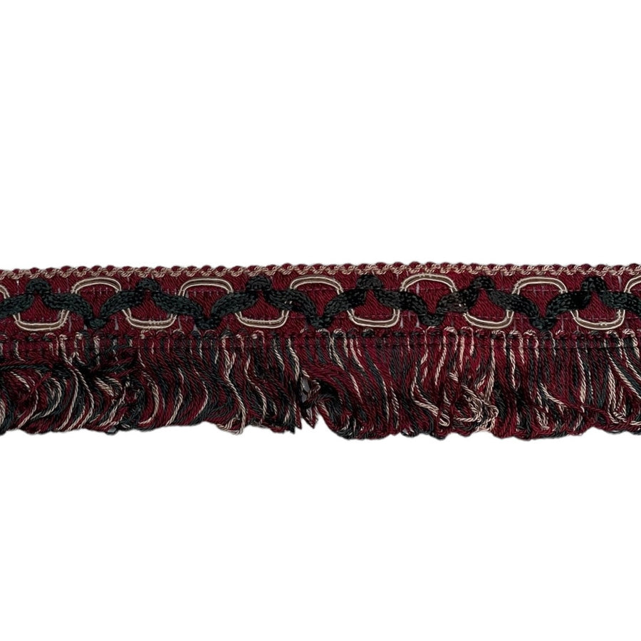 Cotton Gimp Fringe Trim - Burgundy/Green/Beige