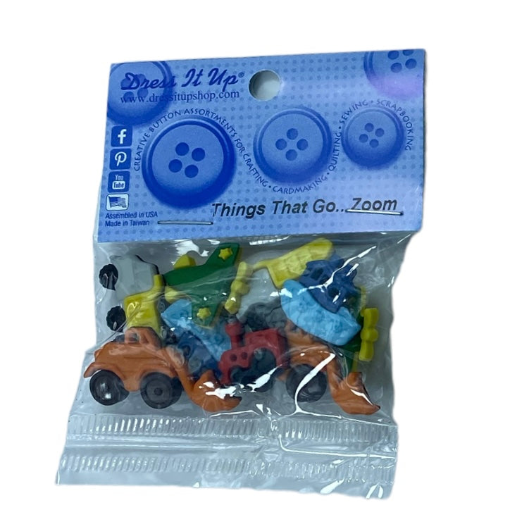 Novelty Buttons - Things That Go Zoom - 10 pcs