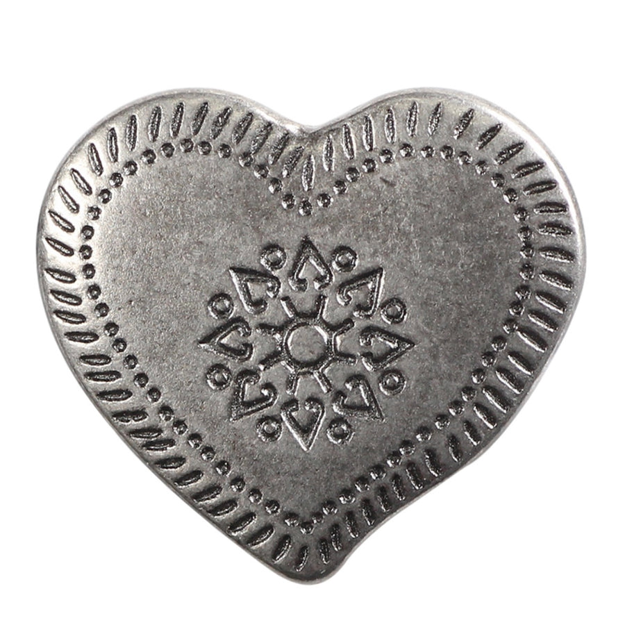 Novelty Shank Button - Heart - Silver - 16mm - 3 count