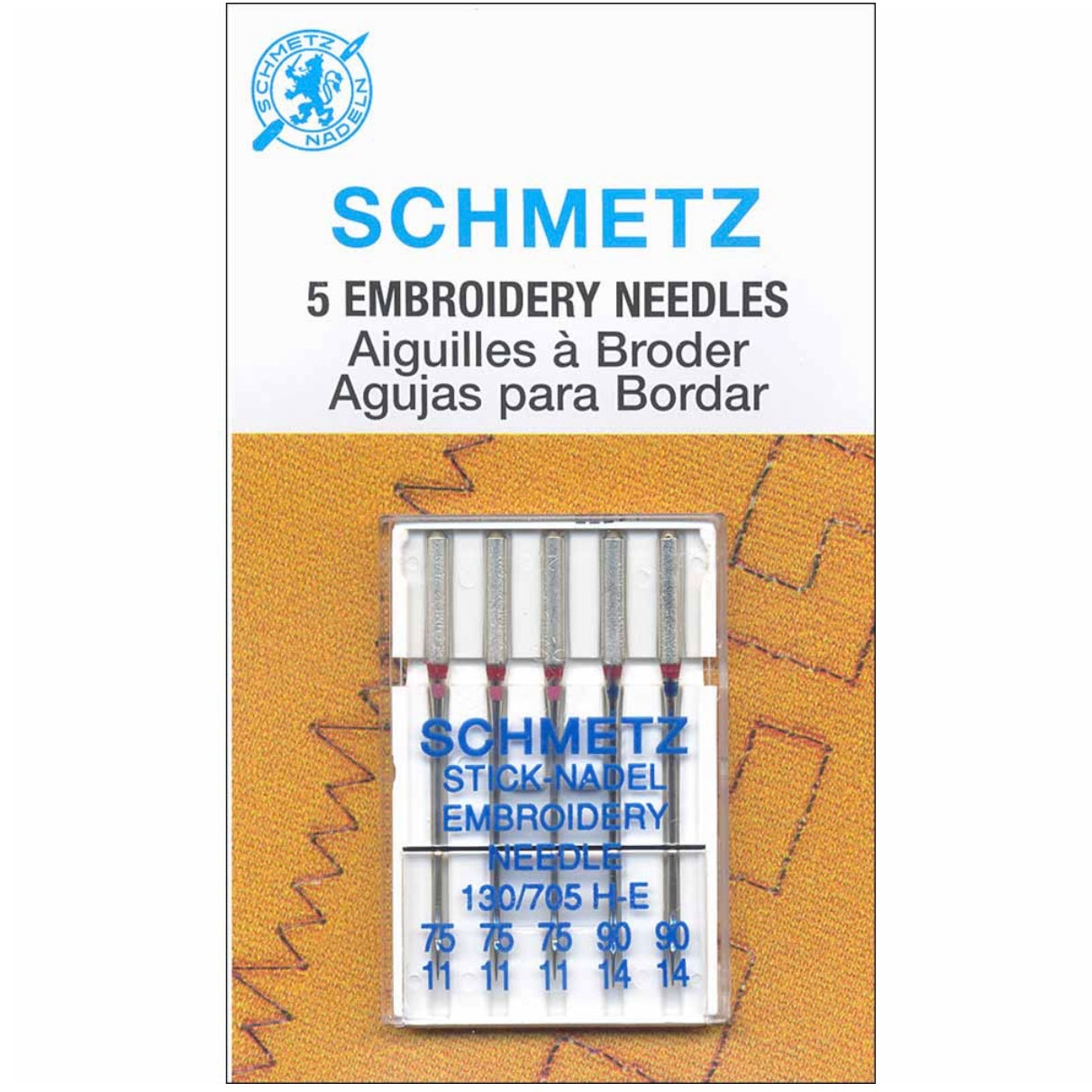 Embroidery Needles - Schmetz - Assorted Sizes- 5 Count