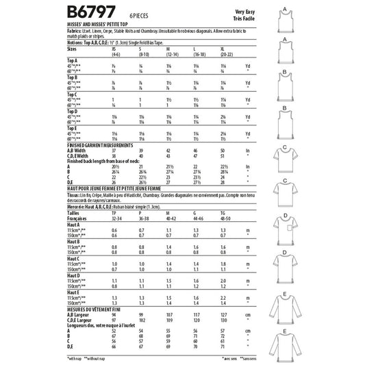 Butterick B6797 Scop Neck Top Sewing Pattern
