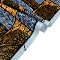 Super Wax African Printed Cotton - Orange/Navy/Black/White