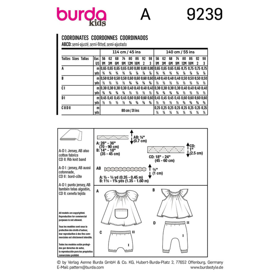 Burda Kids 9239 - Coordinates Sewing Pattern