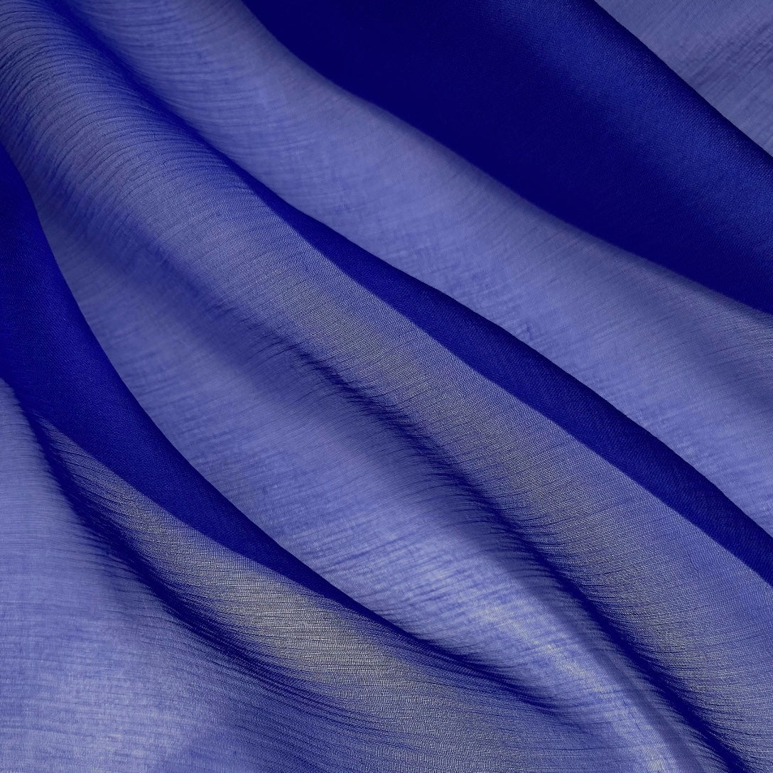 Crinkled Silk Chiffon - 54” - Cobalt Blue