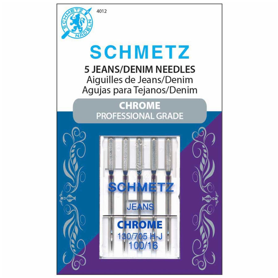 Chrome Denim Needles - Schmetz - 100/16 - 5 Count
