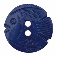 Novelty 2-Hole Button - Fish - Royal Blue - 22mm - 3pcs