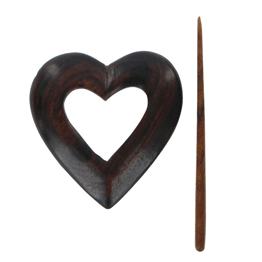 Shawl Pin - Heart - Wood - 3 7/16”