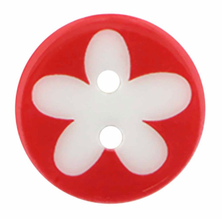 Novelty 2-Hole Button - Flower - Red - 17mm - 3pcs