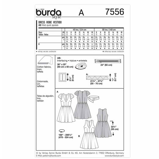 Dress Sewing Pattern - Burda Young 7556