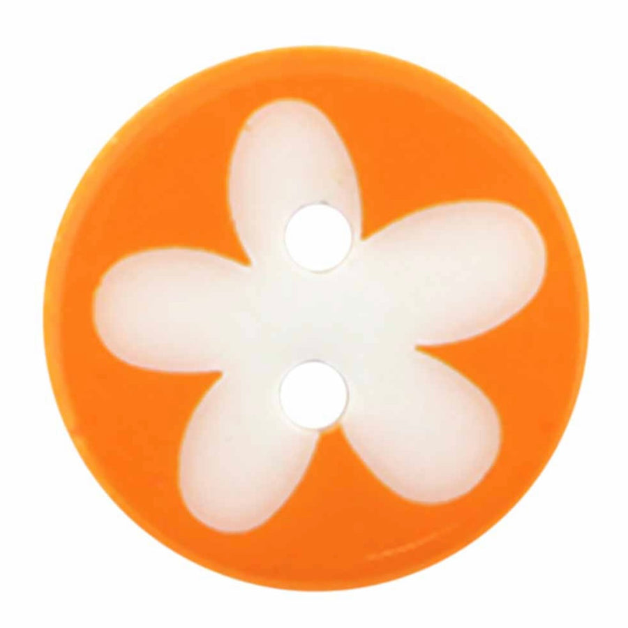 Novelty 2-Hole Button - Flower - Orange - 17mm - 3pcs