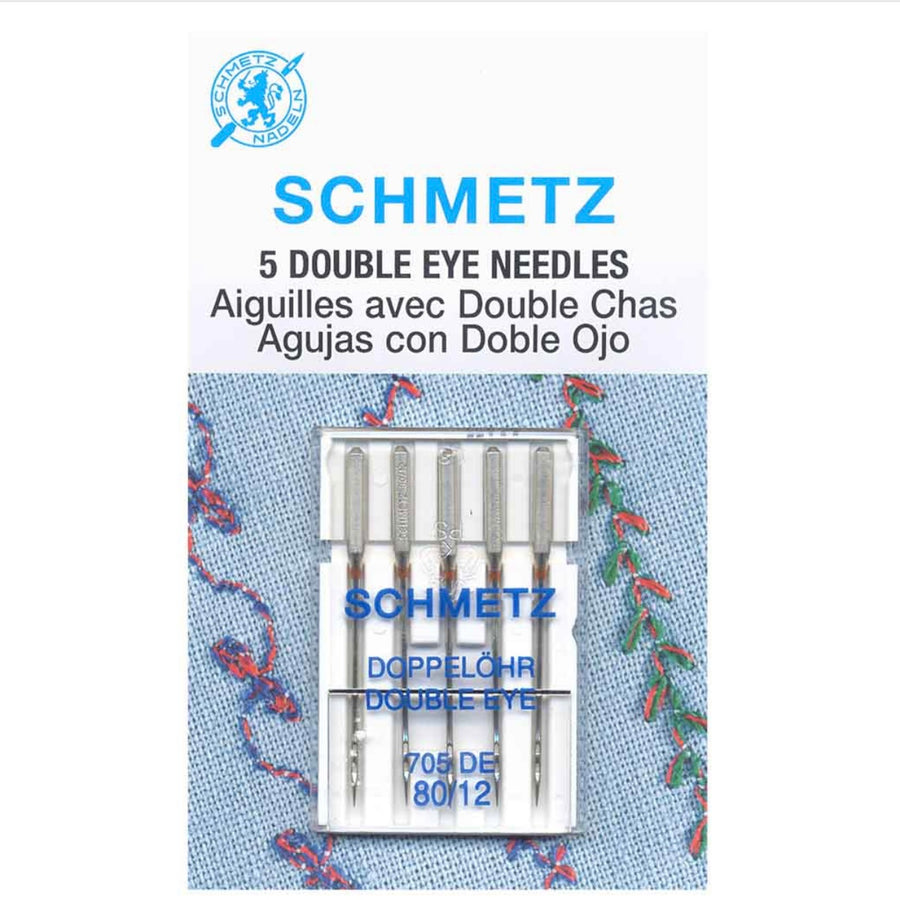 Double Eye Needles - Schmetz - 80/12 - 5 Count