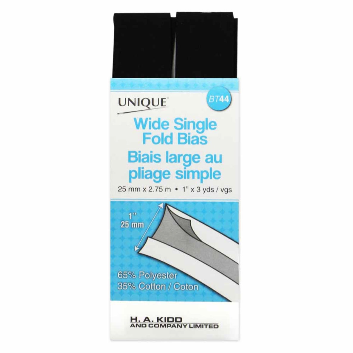 Wide Single Fold Bias Tape - 25mm x 2.75m