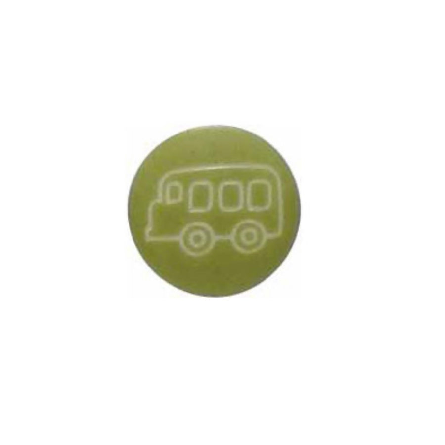 Novelty Shank Button - Bus - Green - 14mm - 3 count