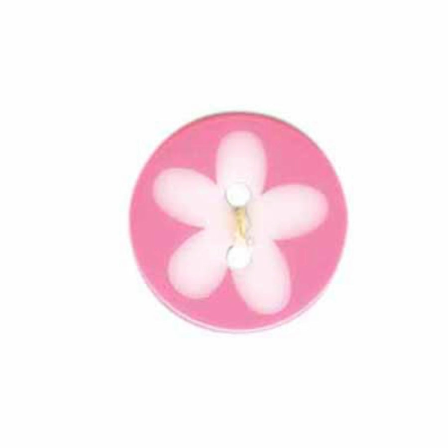 Novelty 2-Hole Button - Flower - Pink - 17mm - 3pcs