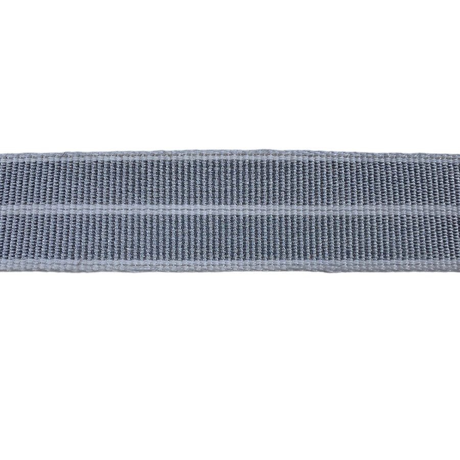 Metallic Decorative Cotton Webbing - 38mm - Silver/White