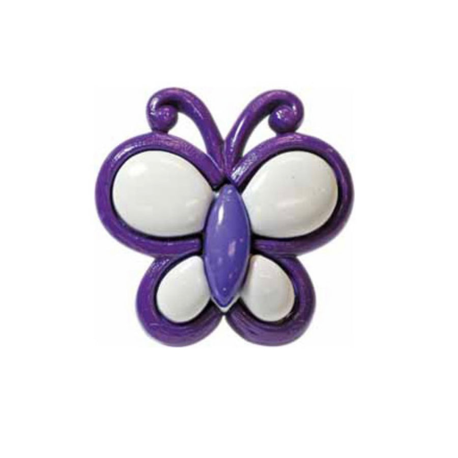 Novelty Shank Button - Butterfly - Purple - 25mm - 2 count