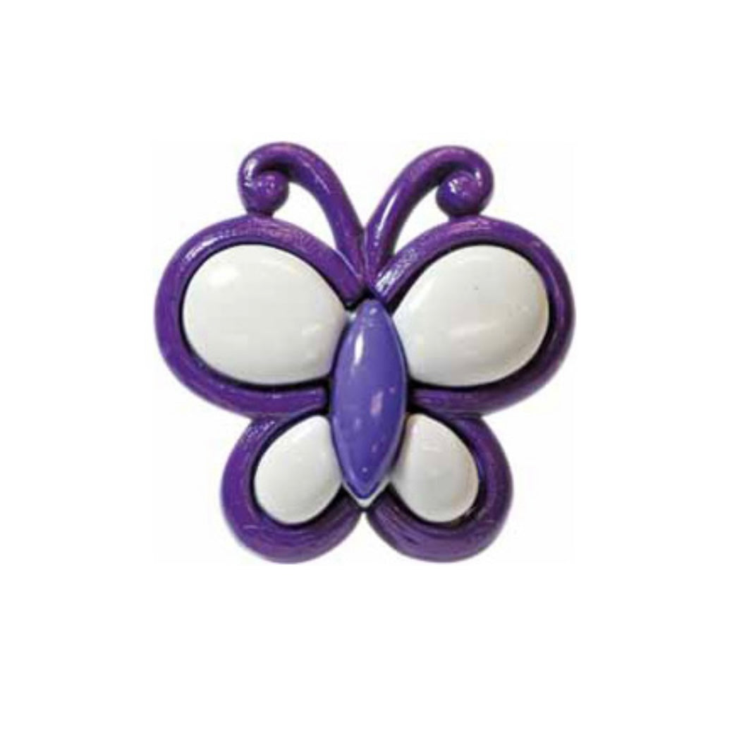 Novelty Butterfly Shank Button - Purple - 25mm - 2 count