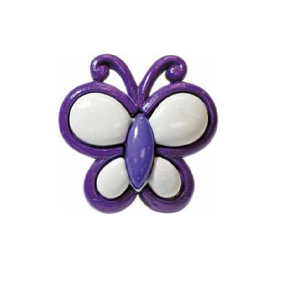 Novelty Butterfly Shank Button - Purple - 25mm - 2 count