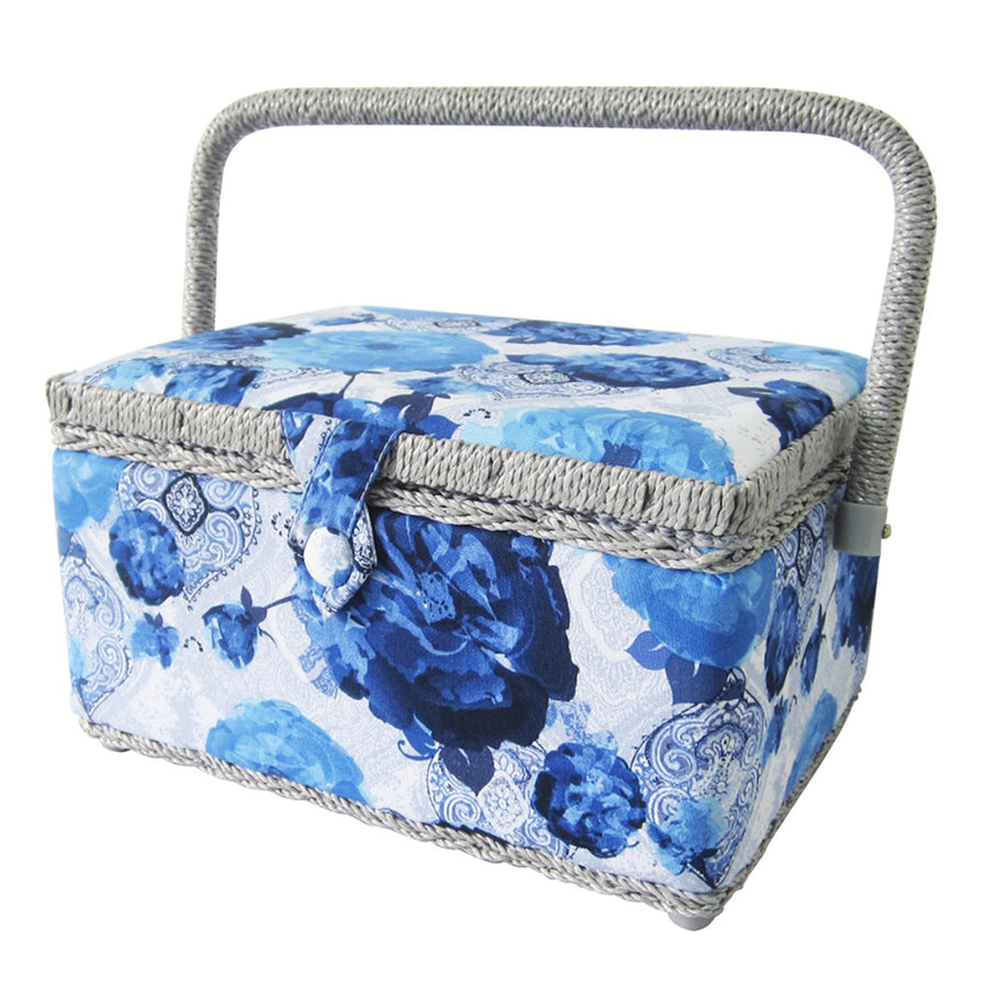 Medium Sewing Basket - Blue Floral