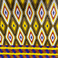 Waxed African Printed Cotton - Diamonds with Bordered Edge - Multi-Colour