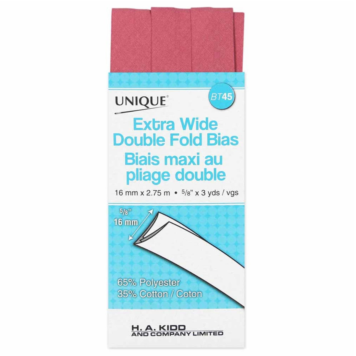 Extra Wide Double Fold Bias Tape - 15mm x 2.75m