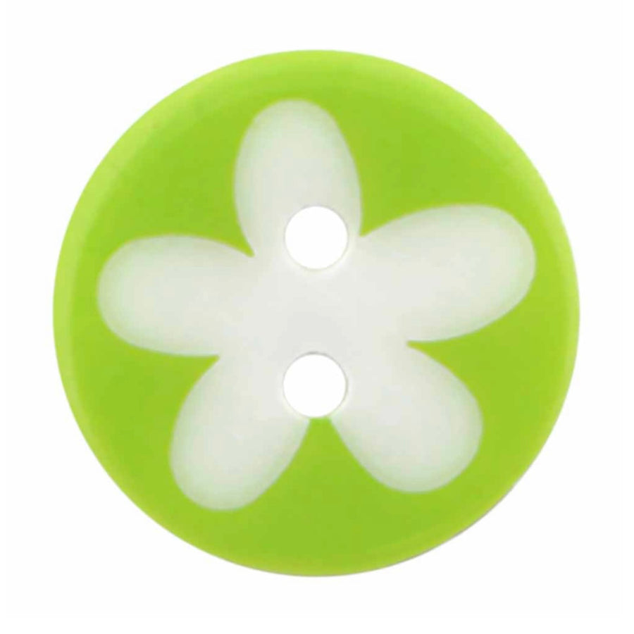 Novelty 2-Hole Button - Flower - Green - 17mm - 3pcs