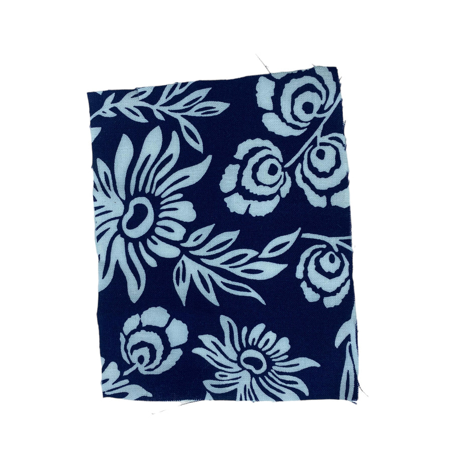 Printed Cotton - Floral - Remnant - Blue/White