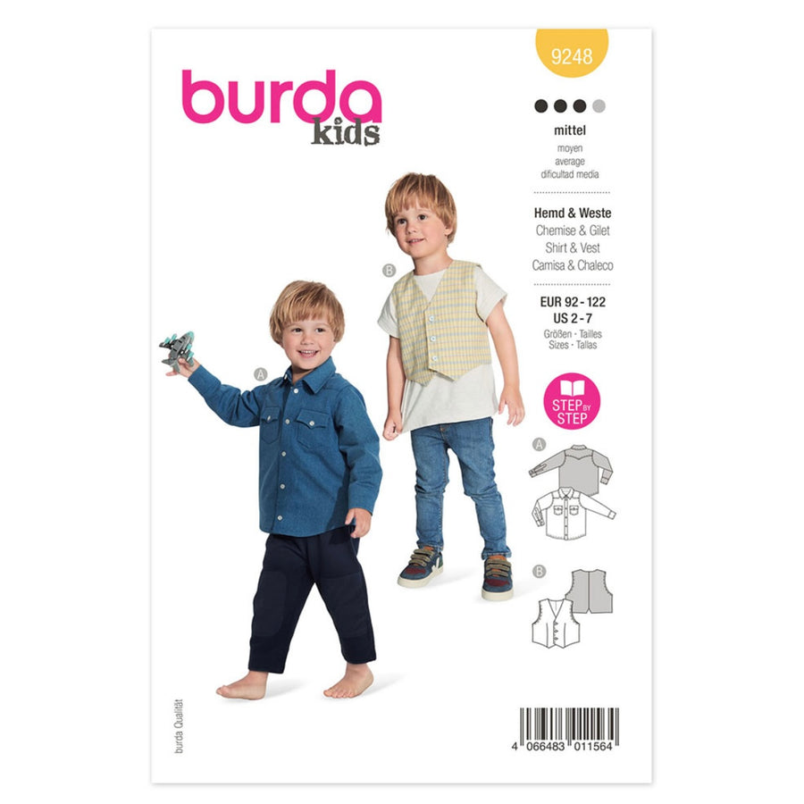 Burda Kids 9248 - Child Shirt and Vest Sewing Pattern