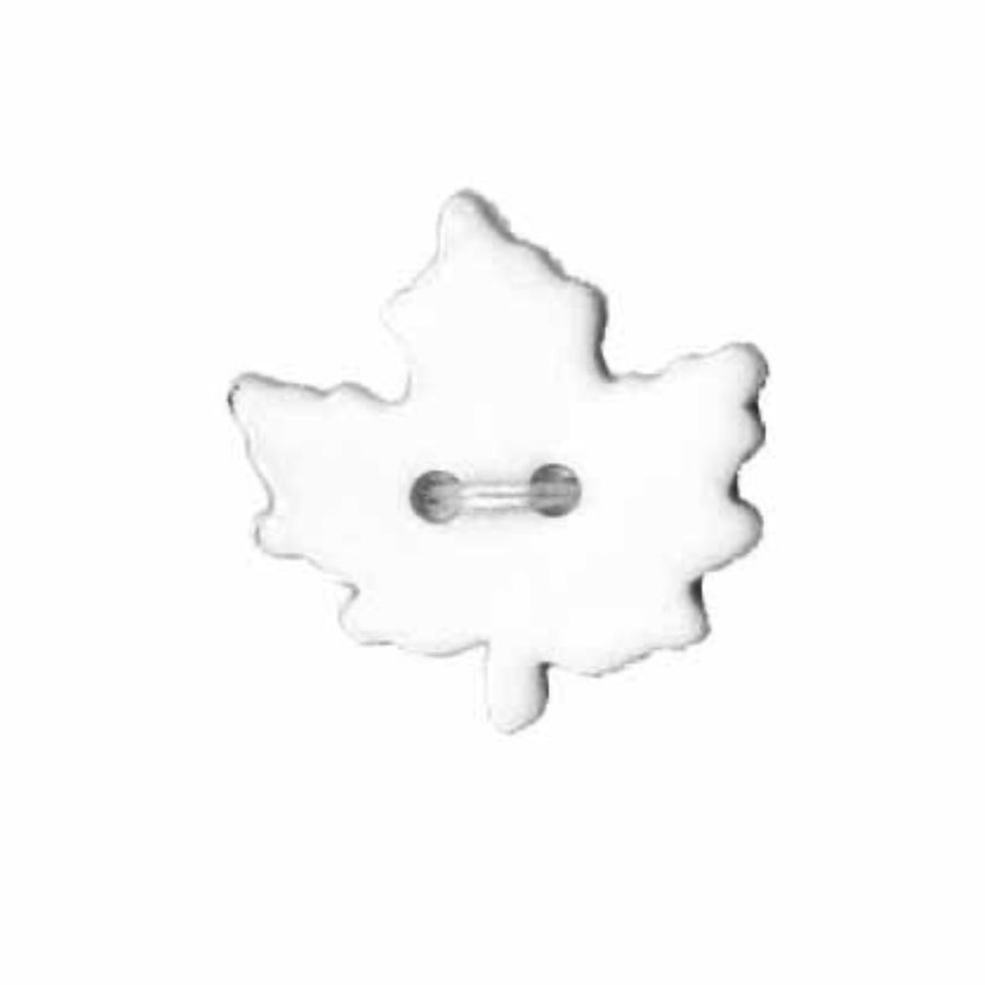 Novelty 2-Hole Button - Leaf - White - 20mm - 1pc