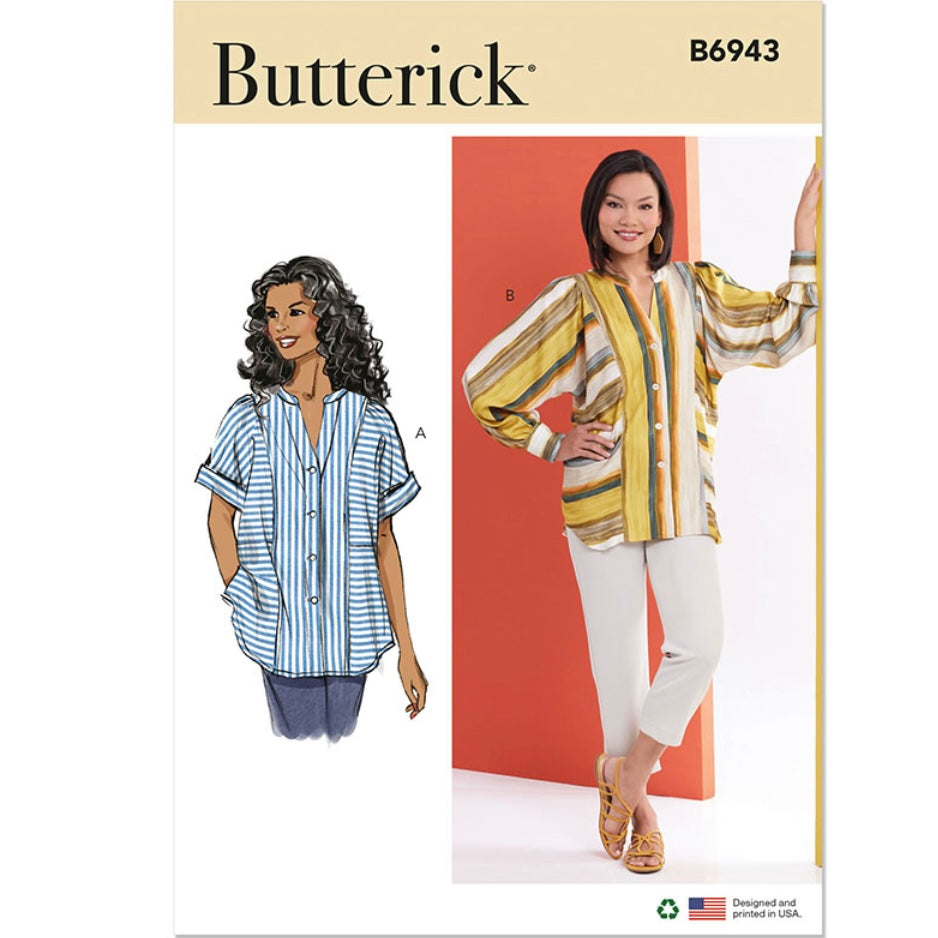 Butterick B6943 Top With Short or Long Sleeves Sewing Pattern