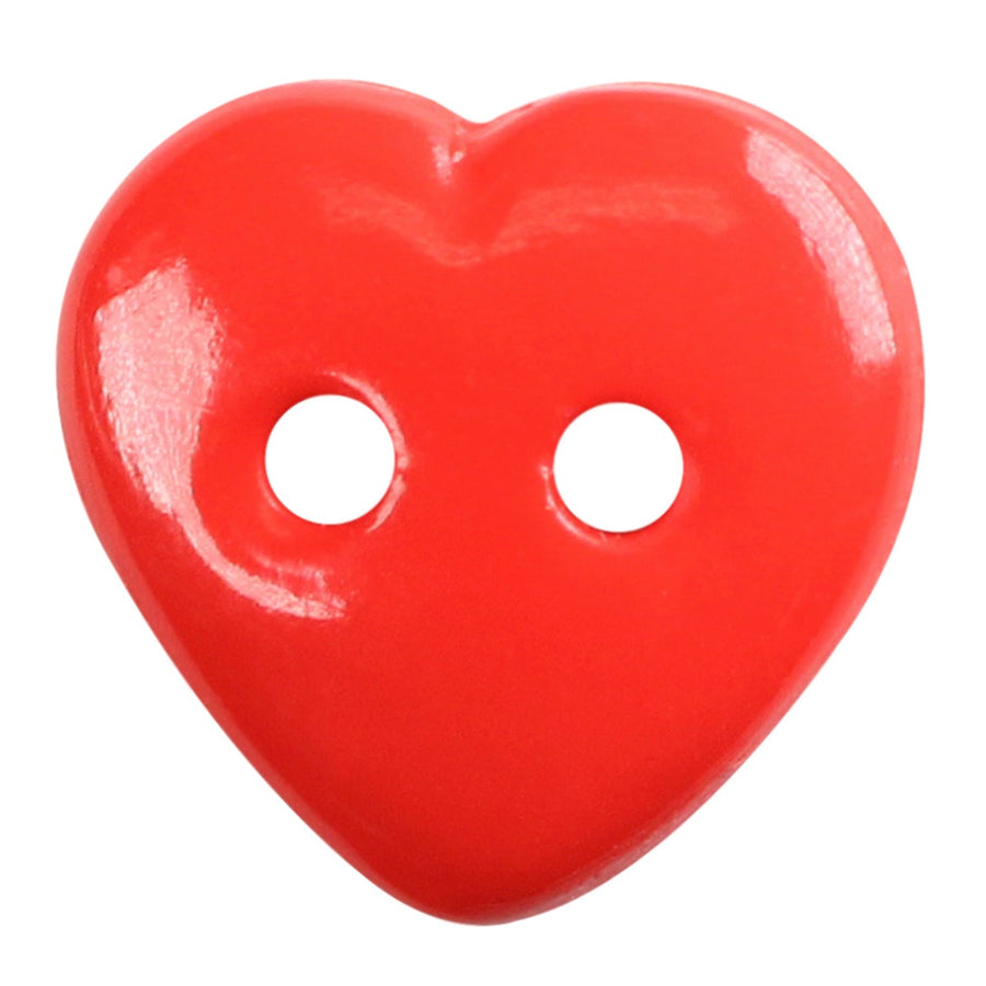 Novelty 2-Hole Button - Heart - Red - 12mm - 4pcs