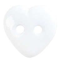 Novelty 2-Hole Button - Heart - White - 12mm - 4pcs