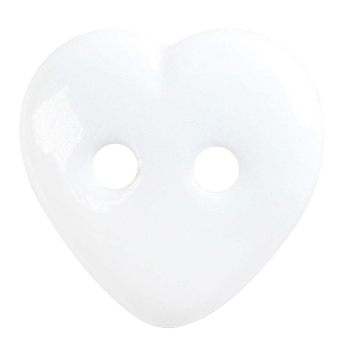 Novelty 2-Hole Button - Heart - White - 12mm - 4pcs