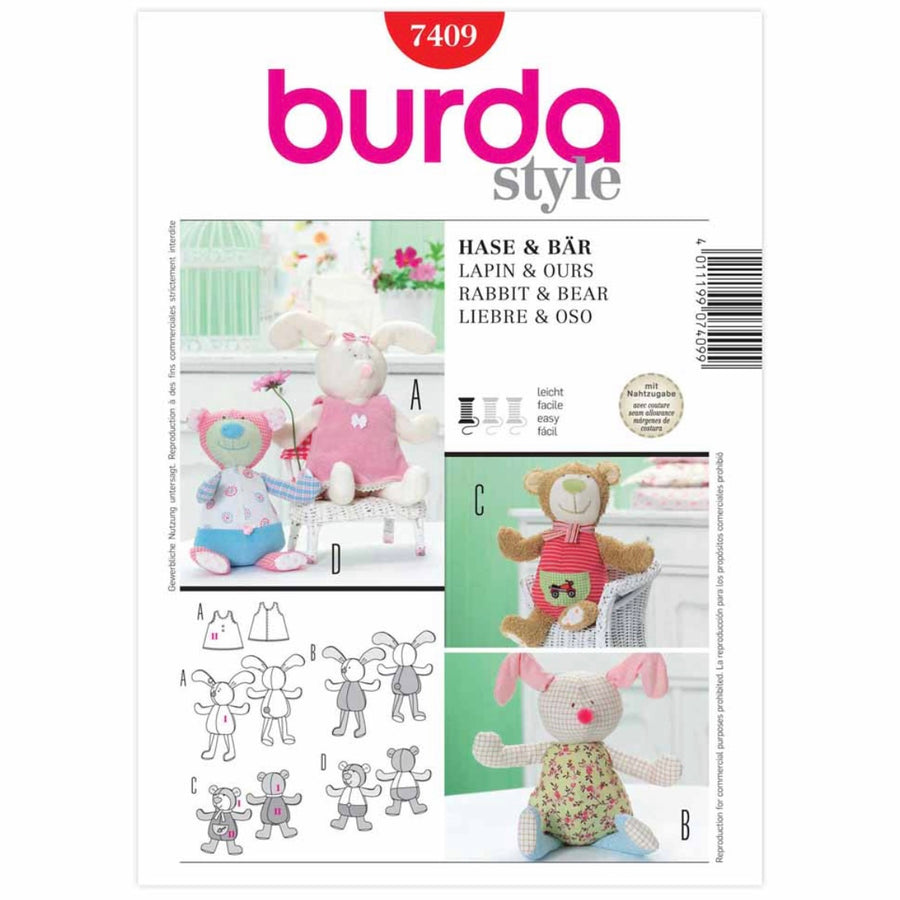Burda Style 7409 - Accessory Animal Toys Sewing Pattern